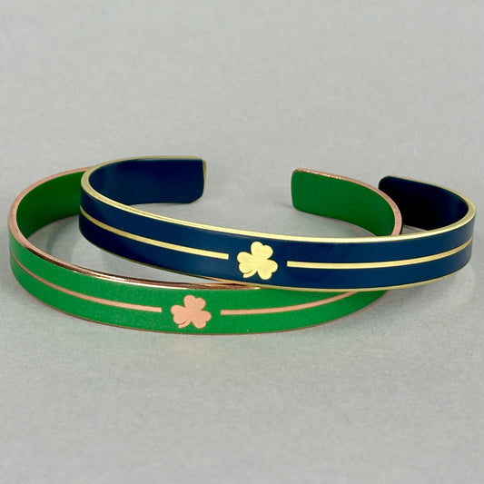 Irish Shamrock Cuff Bracelet - Green and Blue